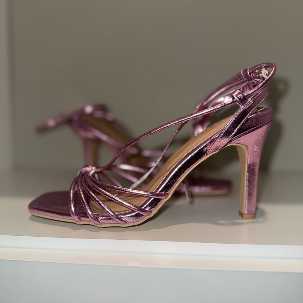 Torrid Shiny Pink Strappy Heels